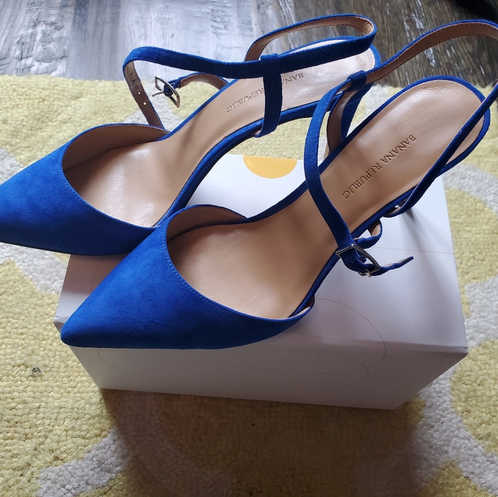 Royal blue suede strappy heels size 9